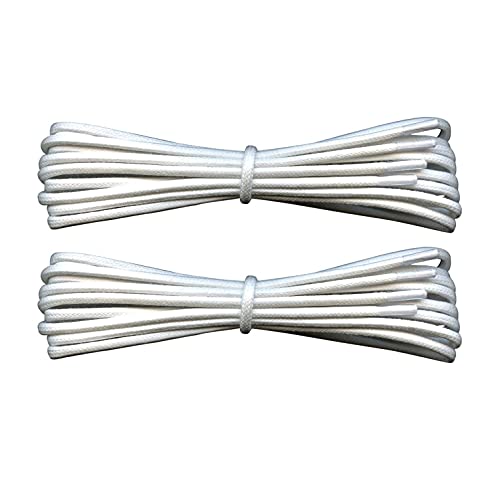 Lify Waxed Cotton Extra Thin Dress Round Shoelaces for formal shoes, available in 60CM (23.62'') & 80CM (31.5'') - 2 Pair PacK (White, 100CM (39.37'' Inch)) - Image 1