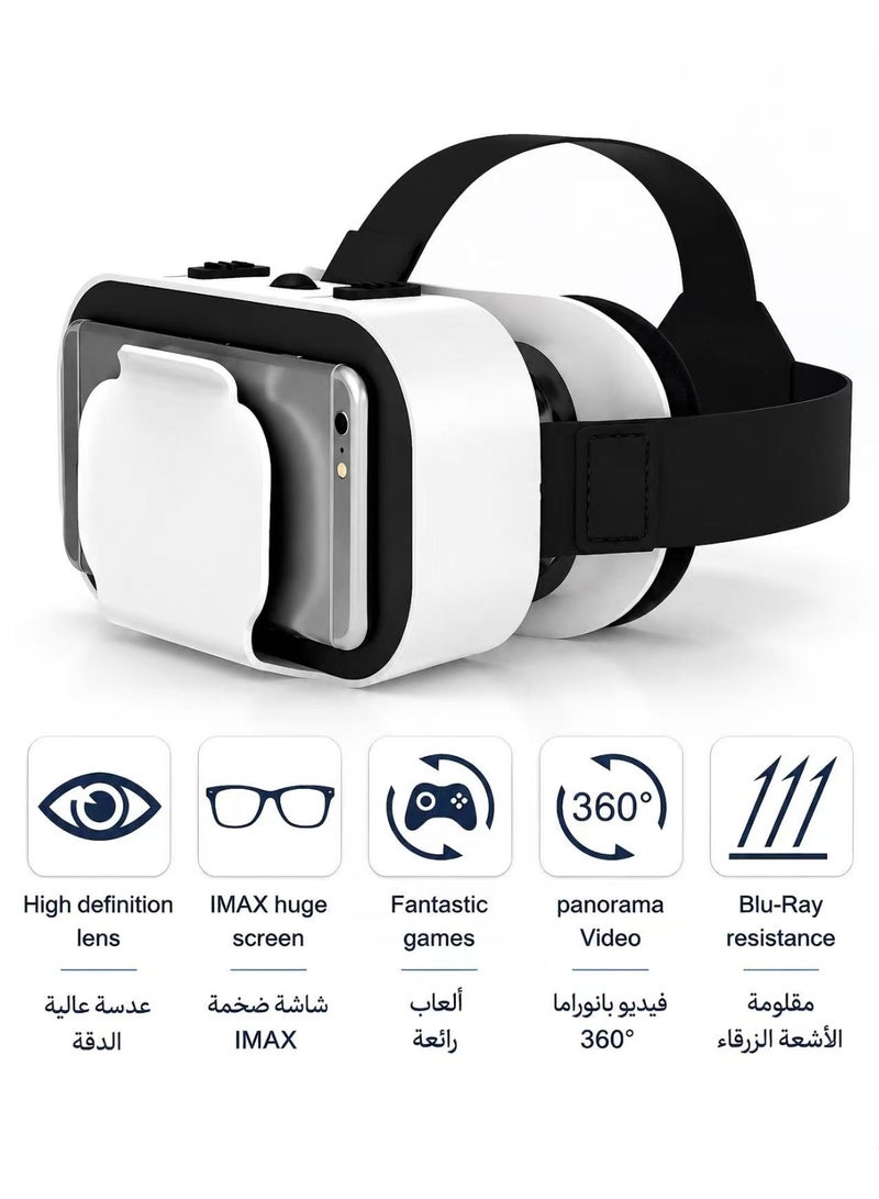 AMVR 3D VR Headset for Phone with Controller, Virtual Reality Glasses for Smartphones, Adjustable Head Strap, for Movies & VR Content - Image 2