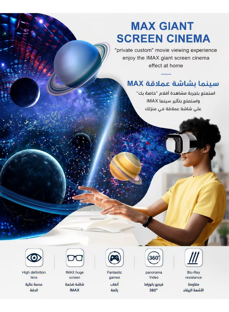 AMVR 3D VR Headset for Phone with Controller, Virtual Reality Glasses for Smartphones, Adjustable Head Strap, for Movies & VR Content - Image 4