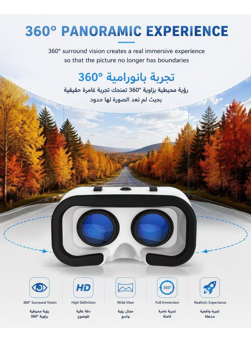 AMVR 3D VR Headset for Phone with Controller, Virtual Reality Glasses for Smartphones, Adjustable Head Strap, for Movies & VR Content - Image 5
