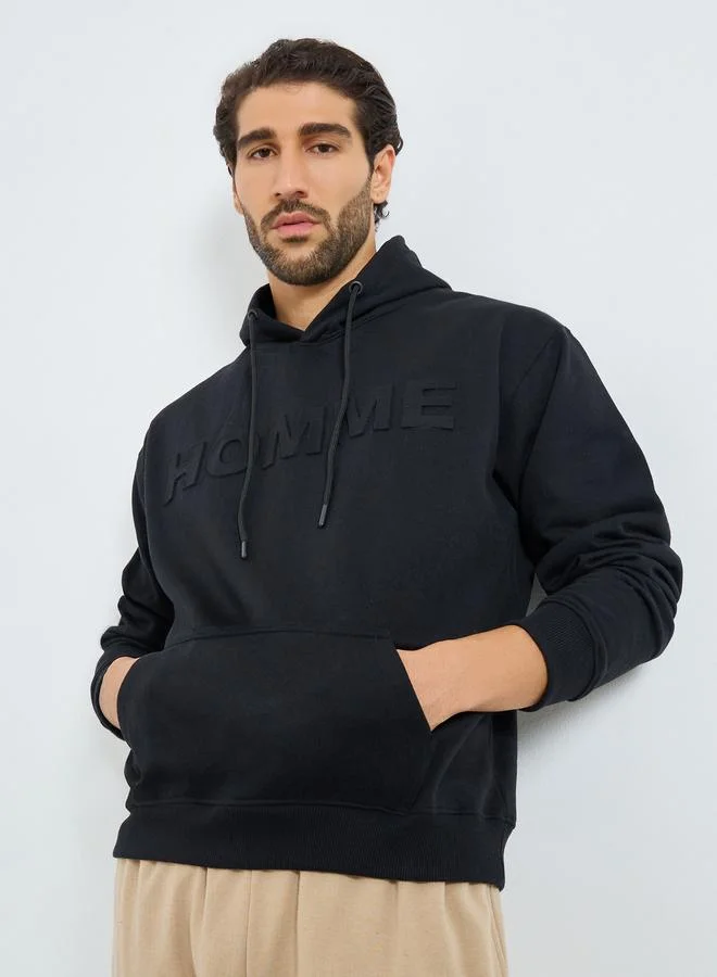 Styli Eco Earth Relaxed Fit Fleece Sweatshirt with Front Embossed Detail