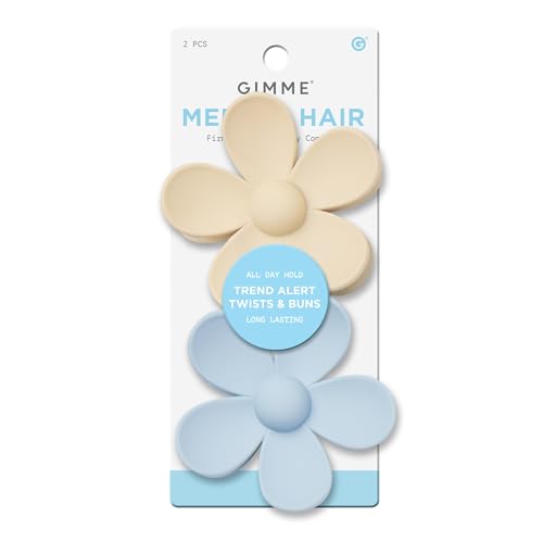 Gimme Beauty Medium Hair Clip Flower Claw Clip Duo Aesthetic Accessories for Women GentleGrip Daisy Accessory with NonSlip Finish Colorful Claw Perfect for Long Hair 2 Pack BlueTan - Image 1