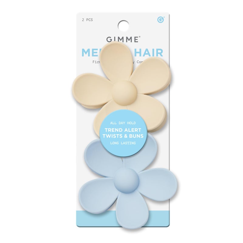 Gimme Beauty Medium Hair Clip Flower Claw Clip Duo Aesthetic Accessories for Women GentleGrip Daisy Accessory with NonSlip Finish Colorful Claw Perfect for Long Hair 2 Pack BlueTan - Image 3