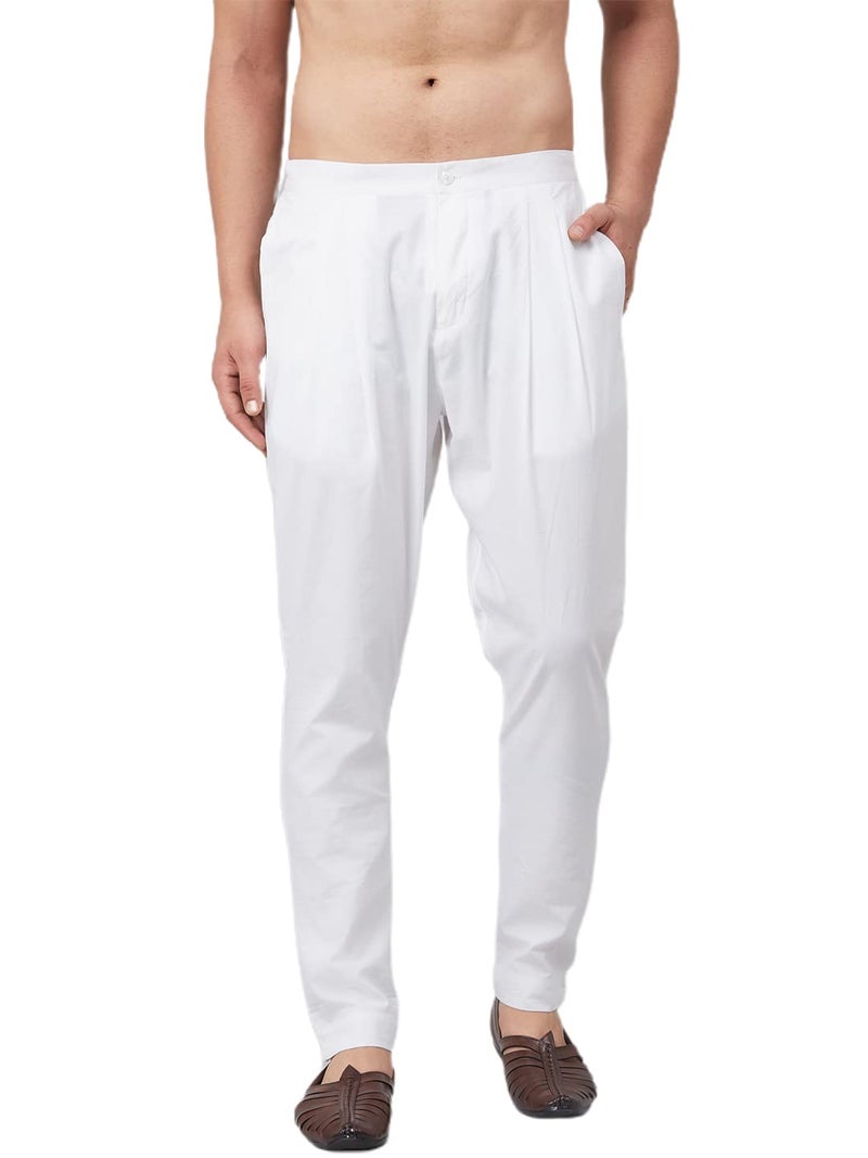 See Designs Men's White Solid Trouser Style Pyjamas - SDPJ104XS (XS) - Image 1