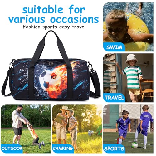 LEDAOU Kids Duffle Bag Boys Girls Overnight Travel Sport Gym Bag Weekender Carry On Shoulder Bag with Shoe Compartment & Wet Pocket - Image 5