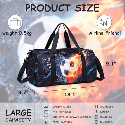 LEDAOU Kids Duffle Bag Boys Girls Overnight Travel Sport Gym Bag Weekender Carry On Shoulder Bag with Shoe Compartment & Wet Pocket - Image 4