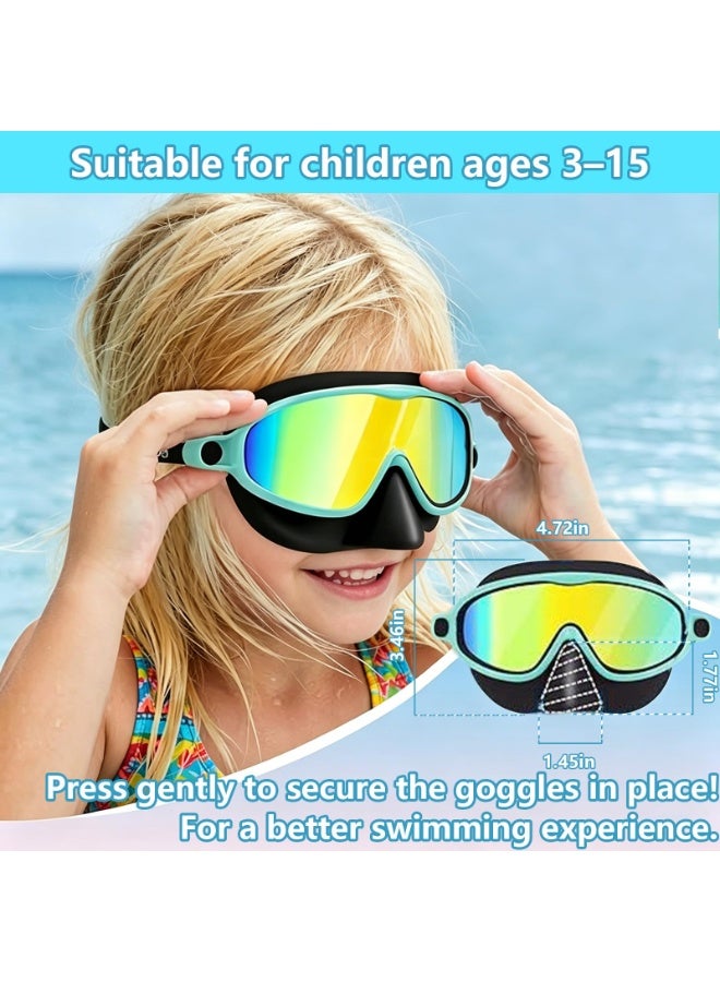 ZOXITY Kids Swim Goggles 2-Pack, Anti-Fog & UV Protection Wide View Diving Mask with Nose Cover, No-Leak Silicone Swimming Goggles for Boys Girls Ages 3-15 - Image 4