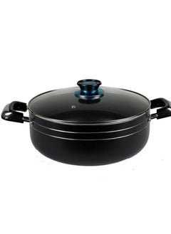 KAWASHI Aluminium Dutch Oven Cooking With Glass Lid Black/Sliver 36CM  - Image 1