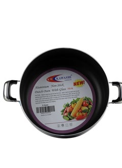 KAWASHI Aluminium Dutch Oven Cooking With Glass Lid Black/Sliver 36CM  - Image 2