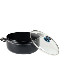 KAWASHI Aluminium Dutch Oven Cooking With Glass Lid Black/Sliver 36CM  - Image 4