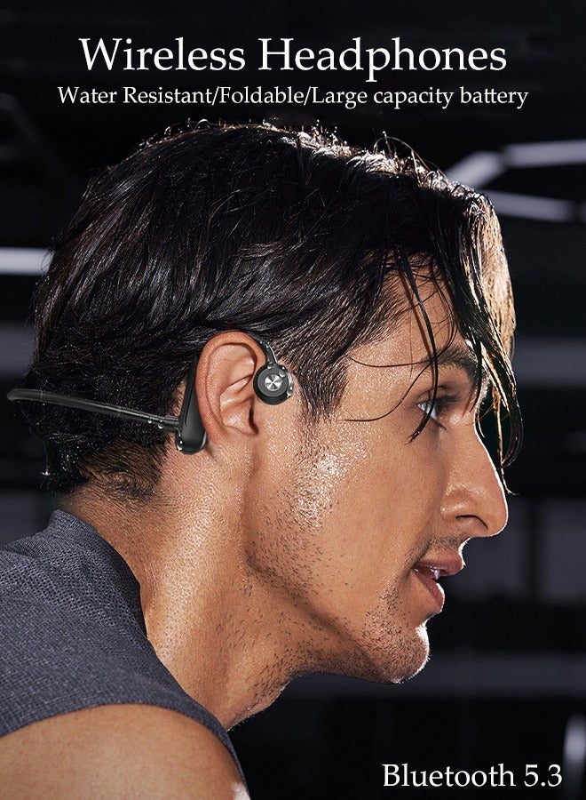 DUNISO Bone Conduction Headphones Wireless Headphones Bluetooth 5.3 Open Ear Headphones with Microphones Sweatproof Sport Headset for Running Cycling Driving Hiking - Image 2