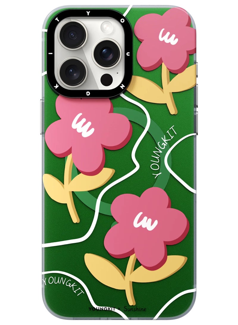 YOUNG KIT حافظة شمسية خضراء من Young Kit لجهاز Apple iPhone 15 Pro Max بحجم 6.7 بوصة - سلسلة شمسية - لون أخضر يوم الربيع - Image 1