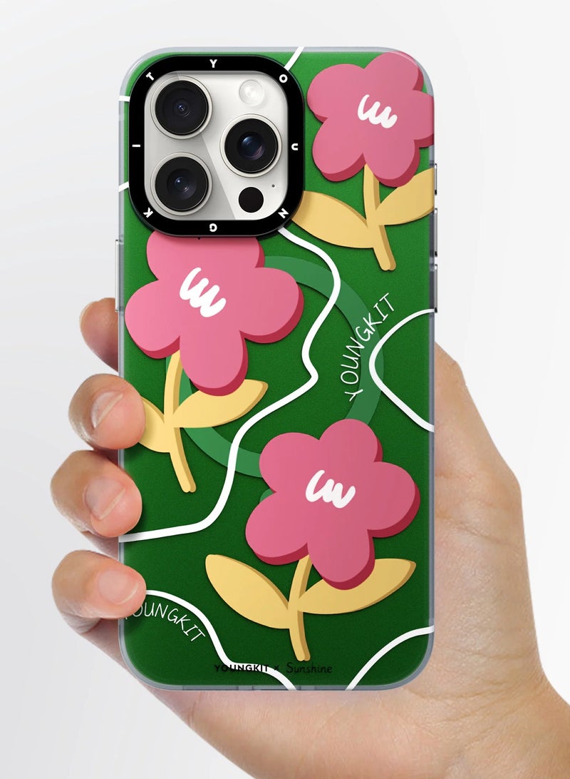 YOUNG KIT حافظة شمسية خضراء من Young Kit لجهاز Apple iPhone 15 Pro Max بحجم 6.7 بوصة - سلسلة شمسية - لون أخضر يوم الربيع - Image 3