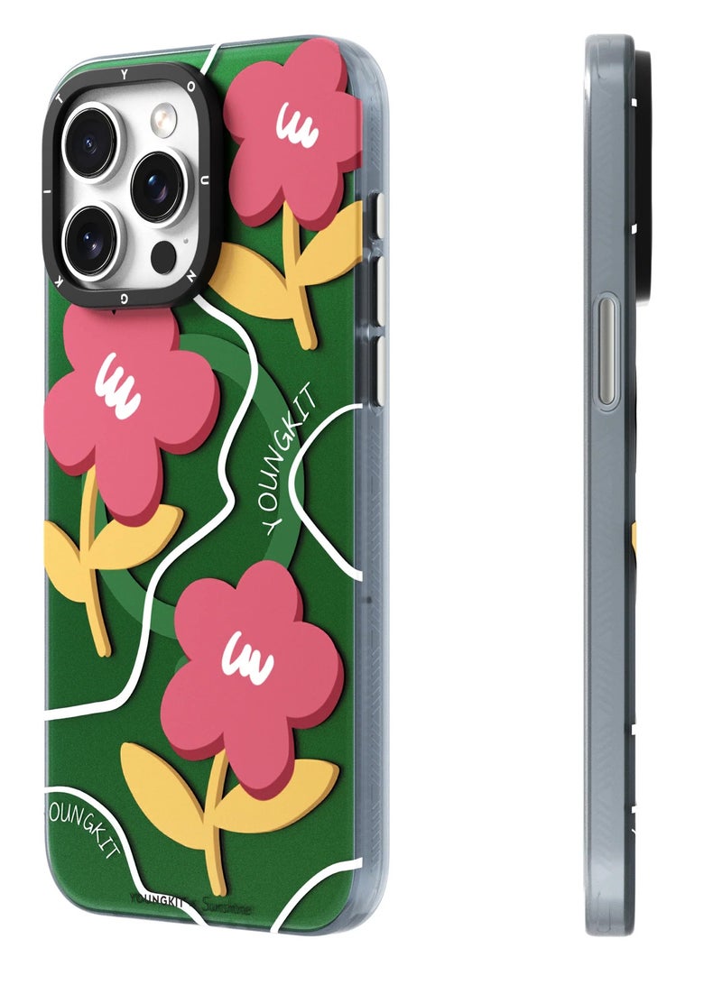 YOUNG KIT حافظة شمسية خضراء من Young Kit لجهاز Apple iPhone 15 Pro Max بحجم 6.7 بوصة - سلسلة شمسية - لون أخضر يوم الربيع - Image 2