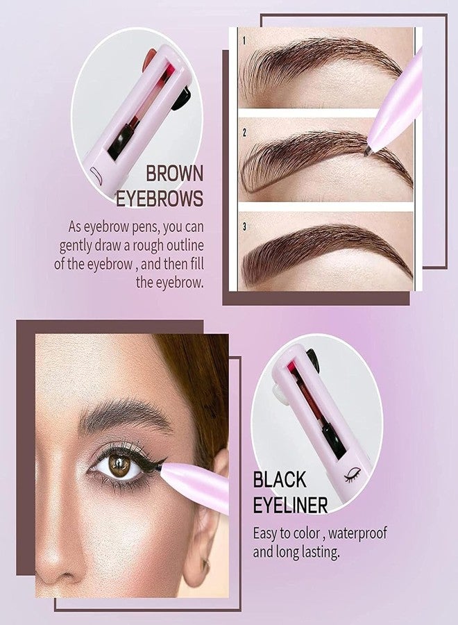 DOKMOE 4-In-1 Makeup Pen Eye Liner, Multifunctional Cosmetic Pen, Highlighter and Eyebrow Pencil, Colors Multi-Function Makeups, Lip Liner Waterproof Long Lasting Eye Makeup Tool for Women, Girls - Image 3