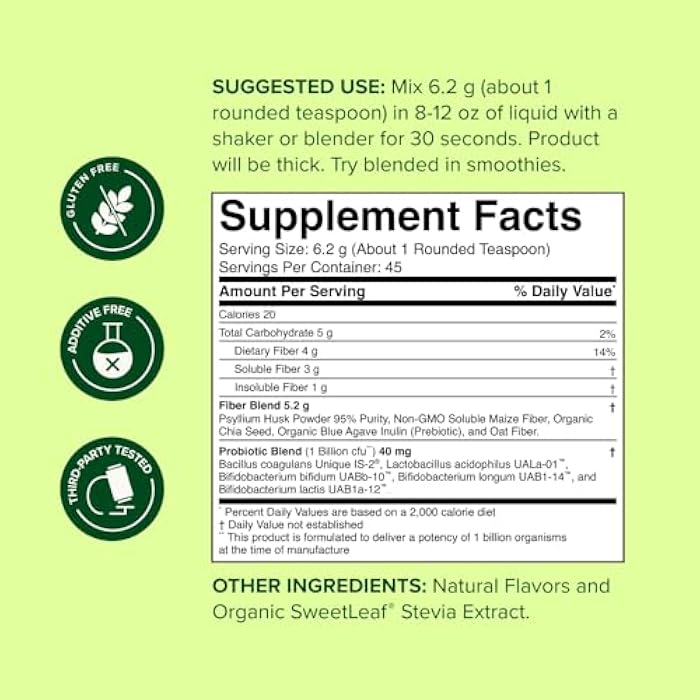 nbpure Daily Fiber Powder Blend for Digestive Health, Cholesterol Support, Healthy Weight Management - with Prebiotic, Insoluble, Soluble Fiber + 4 Probiotic Strains, Savory Mocha, Gusset, 45 Servings - Image 4