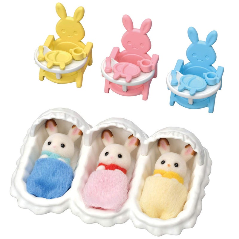 Calico Critters مجموعة رعاية التوائم من كاليكو كريترز - مجموعة ألعاب منزل الدمى مع 3 شخصيات أرنب هوبسكاتش وإكسسوارات متضمنة - Image 1