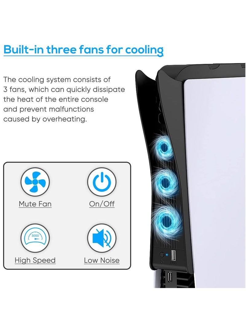 Loquat Cooling Fan and Controller Charger for PS5 DualSense, 2.5H Fast 2 in 1 Charging Station, and Cooling System Accessories for Playstation 5 Disc and Digital Edition - Image 3