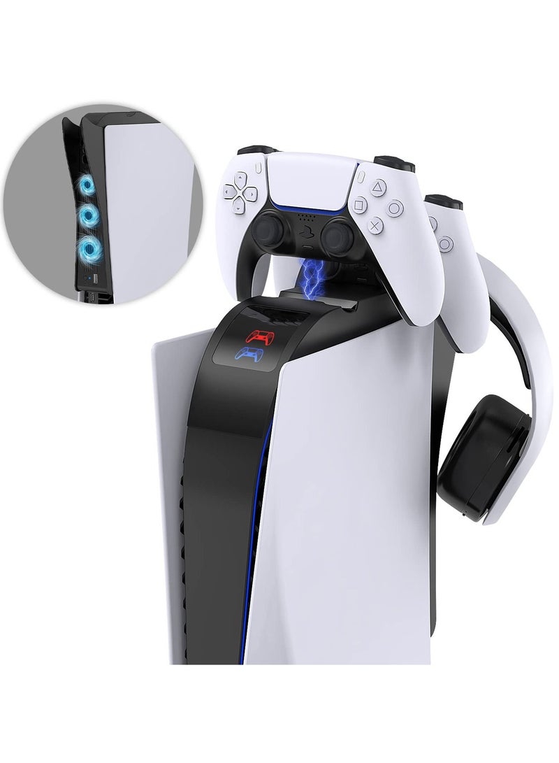 Loquat Cooling Fan and Controller Charger for PS5 DualSense, 2.5H Fast 2 in 1 Charging Station, and Cooling System Accessories for Playstation 5 Disc and Digital Edition - Image 1