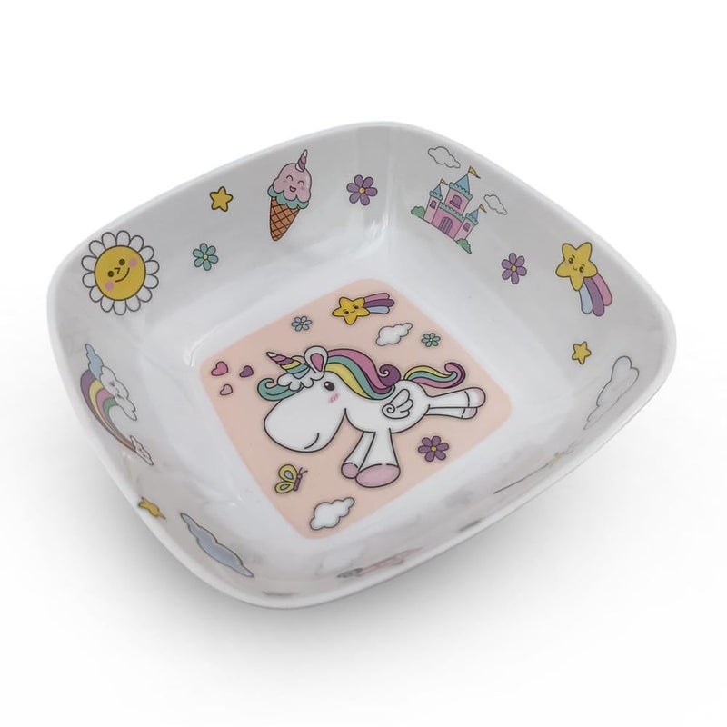 Superware Melamine Kids Snack Plate and Bowl Set of 2 with Adorable Unicorn Design Durable Child Friendly Tableware for Toddlers - Image 4