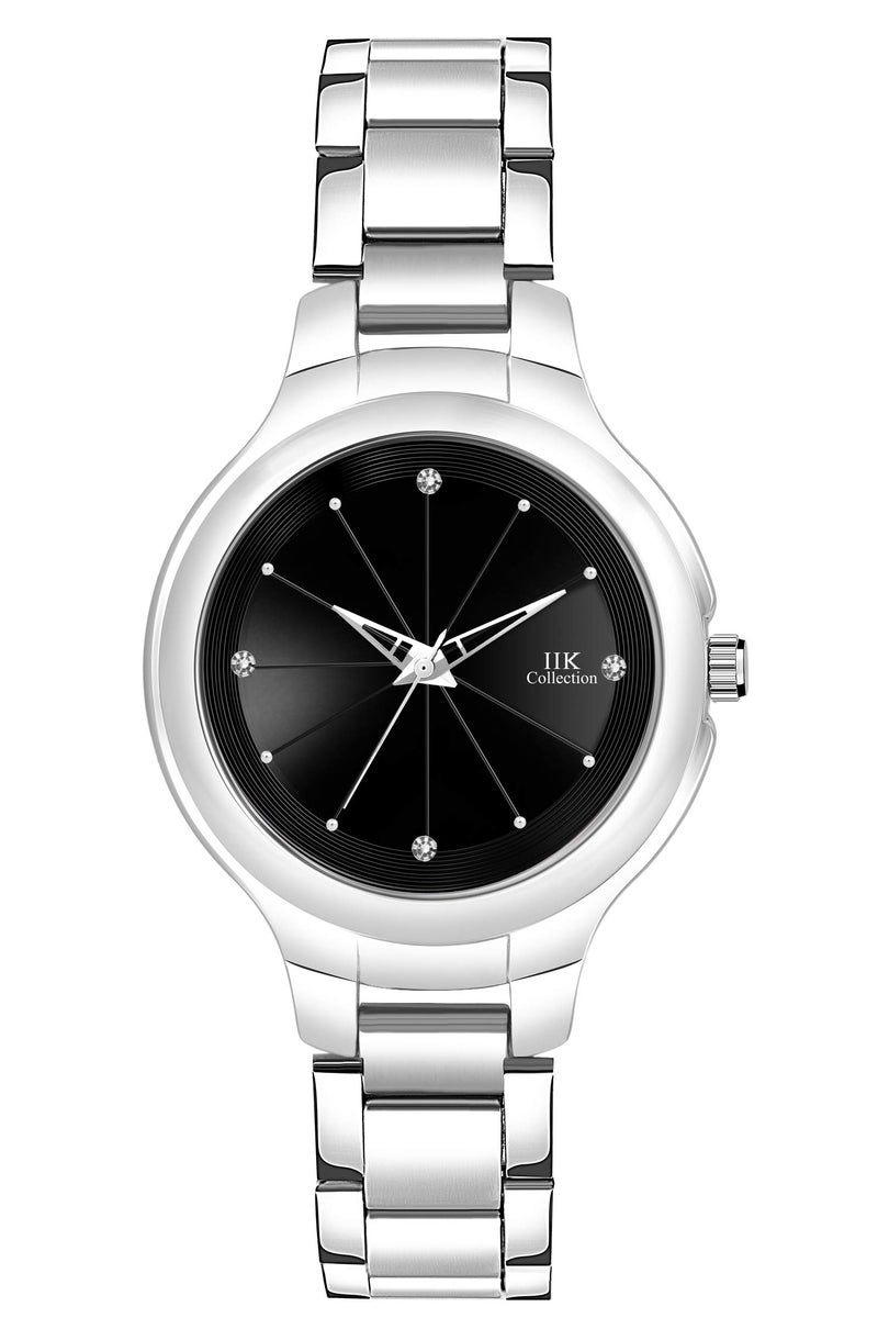 IIK COLLECTION Analogue Black Dial Silver Bracelet Girl's & Women's Wrist Watch (Iik-3034W, Stainless Steel) - Image 4