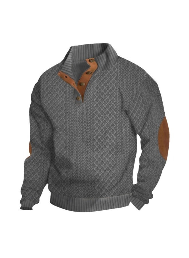 SPRING And Autumn Men's Hot Men's Stand Collar Long Sleeve Casual Outdoor Sweatshirt Jacquard Sweater - Image 3