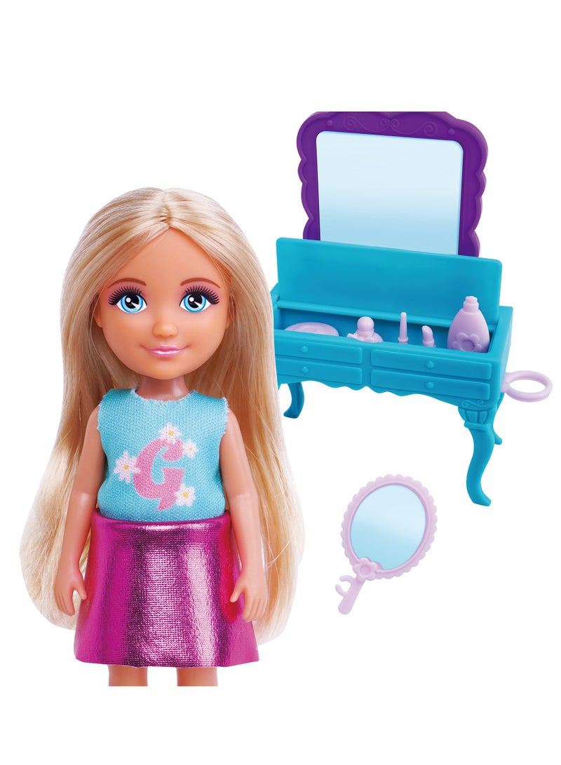 Lulu Doll with Dresser – 5 Inch Doll Dressing Table Series with Skincare Set, Table & Chair | Girls Toys 3+ - Image 3