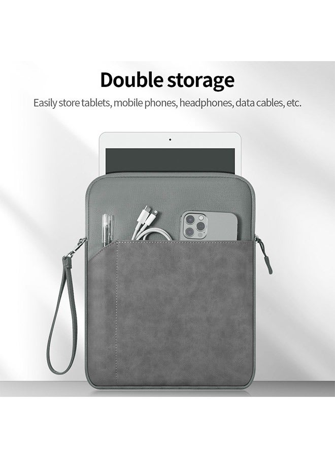 9.7-11 Inch Tablet Computer General Purpose Waterproof Sleeve Bag, Anti Fall Plush Lining Carrying Case, Protective Carrying Case with Elastic Handle (Grey) - Image 4