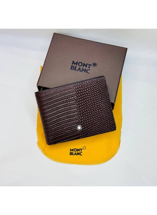 مون بلان محفظة جلدية مونت بلانك بنية اللون