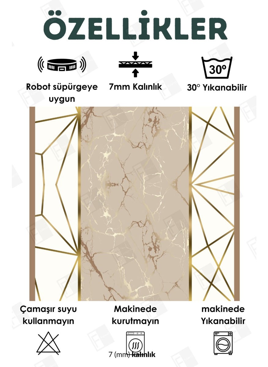 Faiend - Cutting Carpet Machine Washable Non-Slip Base Stain Resistant Kitchen Carpet Living Room Floor Mat Gold-Beige - Image 1