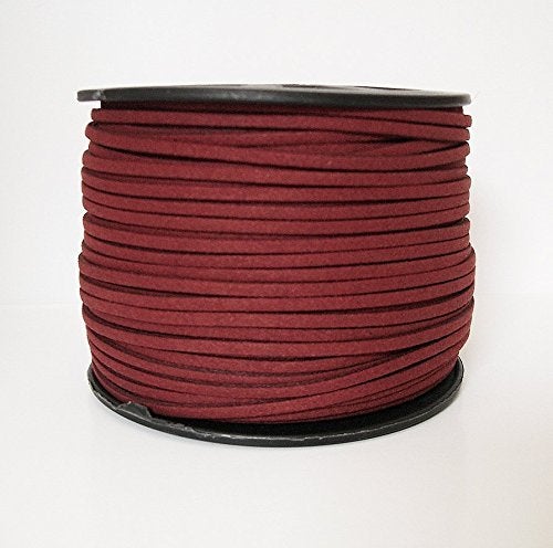 BeadsTreasure Burgundy Faux Suede Cord Lace Leather Cord for Jewelry Making 3x15 mm20 Feet
