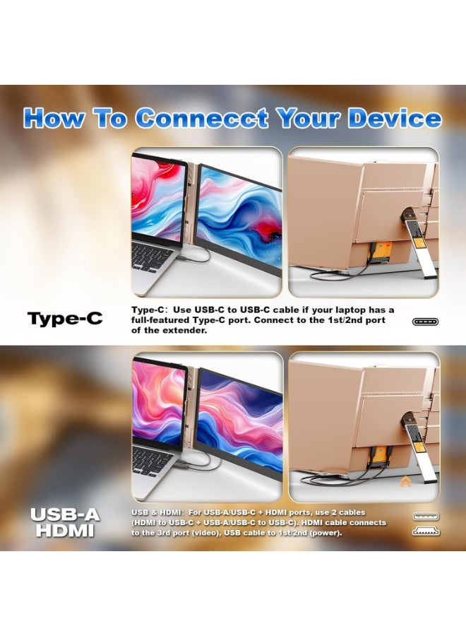 Teamgee 14" Laptop Screen Extender – Ultra-Lightweight Aluminum in Rose Gold, FHD IPS Display, Upgraded Stable Stand, USB-C Plug & Play - Image 5