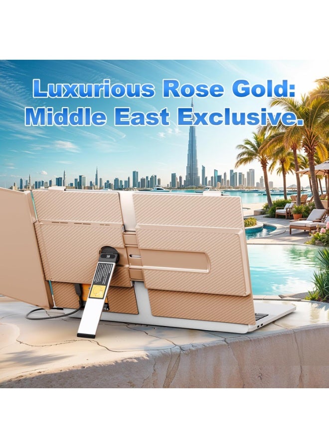 Teamgee 14" Laptop Screen Extender – Ultra-Lightweight Aluminum in Rose Gold, FHD IPS Display, Upgraded Stable Stand, USB-C Plug & Play - Image 2