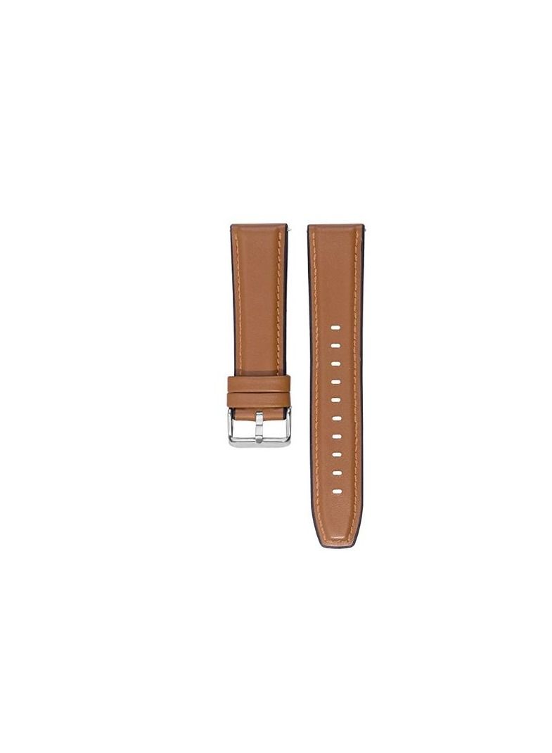 22mm Silicone Leather Replacement Strap Watchband For Samsung Watch 3 45MM - Galaxy Watch 46MM Gear S3 -Camel Silver Buckle - Image 2