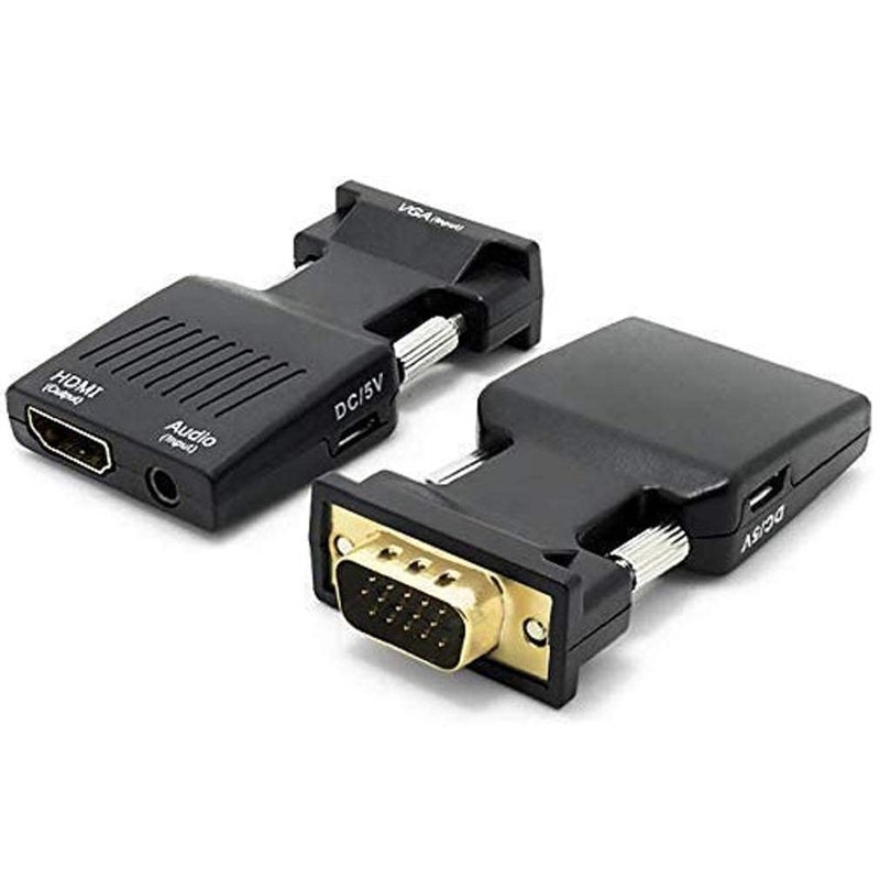 Tobo Tobo Portable Male VGA to HDMI Video Adapter/Converter for TV, Computer, Projector with Audio, Power Cable -D-Sub, 15-pin(NOT Work HDMI to VGA) TD-168TC - Image 1