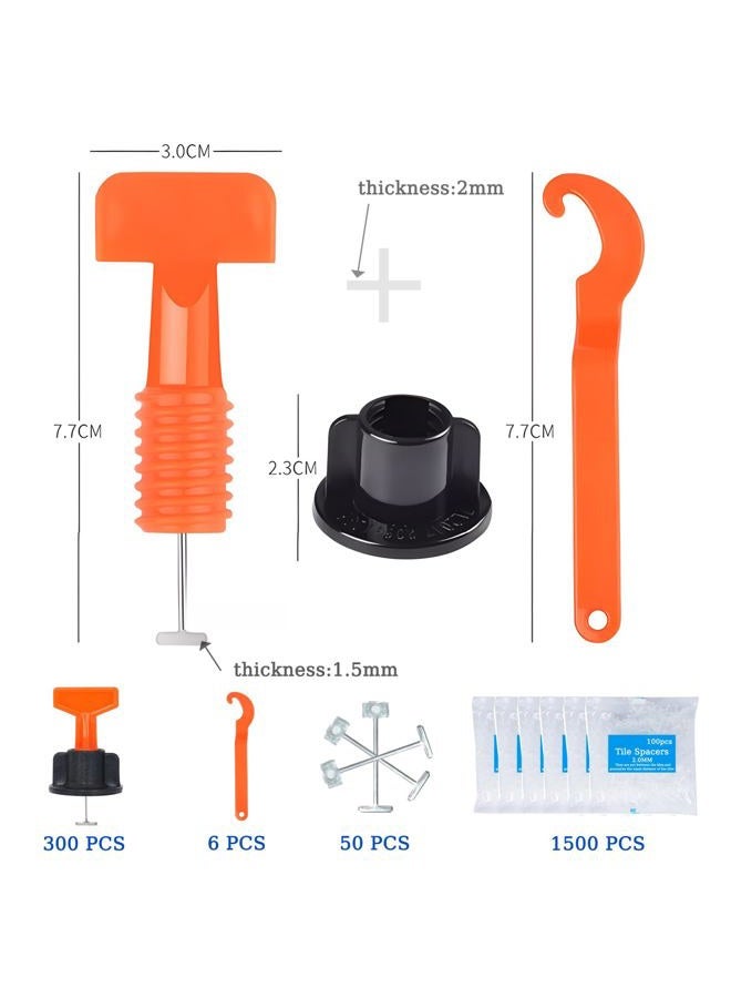 TEANTECH Upgrade Tile Leveling System Kit,300pcs Reusable 1/16" Tile Leveler Spacers+1500pcs Cross-shaped Tile Spacers+6pcs Wrench+1pack 1/16" Replaceable Spare Steel T-Pin,Tools for Wall Floor Tile Adjustment - Image 4
