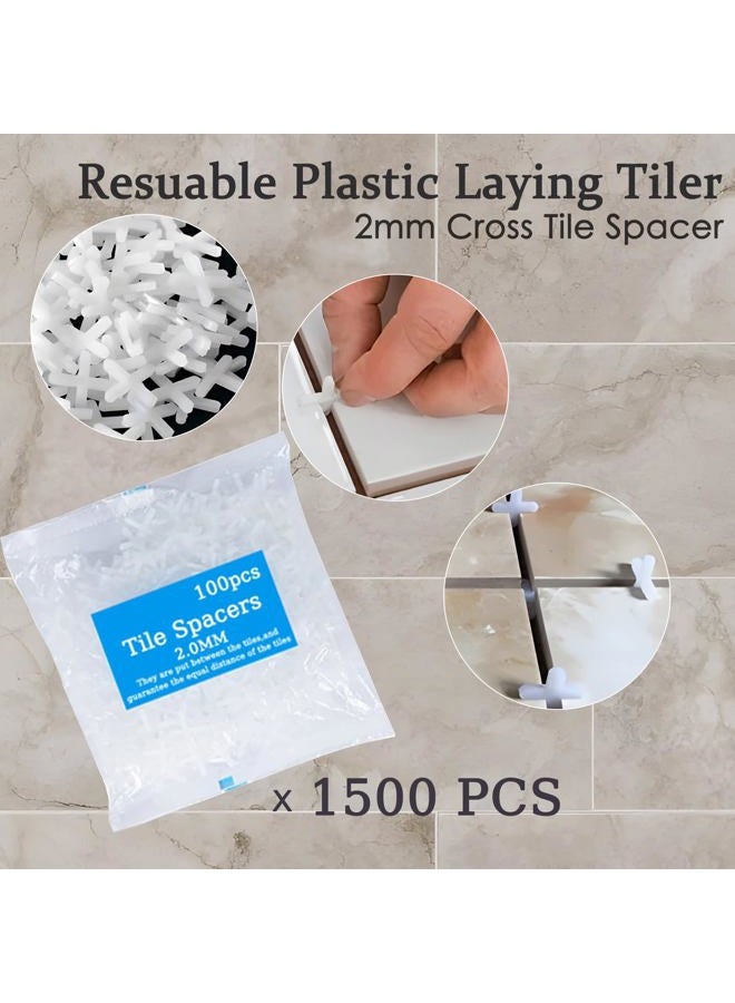 TEANTECH Upgrade Tile Leveling System Kit,300pcs Reusable 1/16" Tile Leveler Spacers+1500pcs Cross-shaped Tile Spacers+6pcs Wrench+1pack 1/16" Replaceable Spare Steel T-Pin,Tools for Wall Floor Tile Adjustment - Image 5