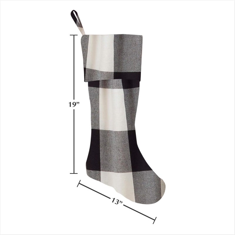 SARO LIFESTYLE Birmingham Collection Buffalo Plaid Design Cotton Christmas Stocking 13 x 19 Black - Image 4