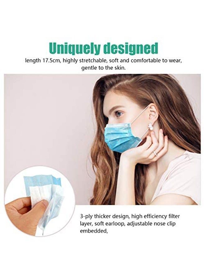 Wecolor 100 Pcs Disposable 3 Ply Earloop Face Masks Suitable For Home School Office And Outdoors Blue - Image 2