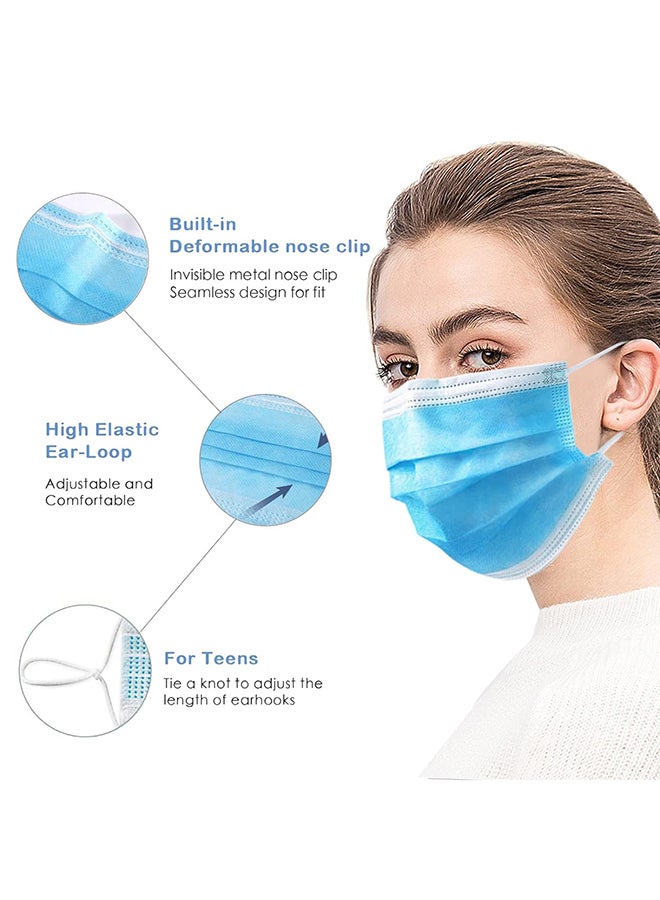 Wecolor 100 Pcs Disposable 3 Ply Earloop Face Masks Suitable For Home School Office And Outdoors Blue - Image 5