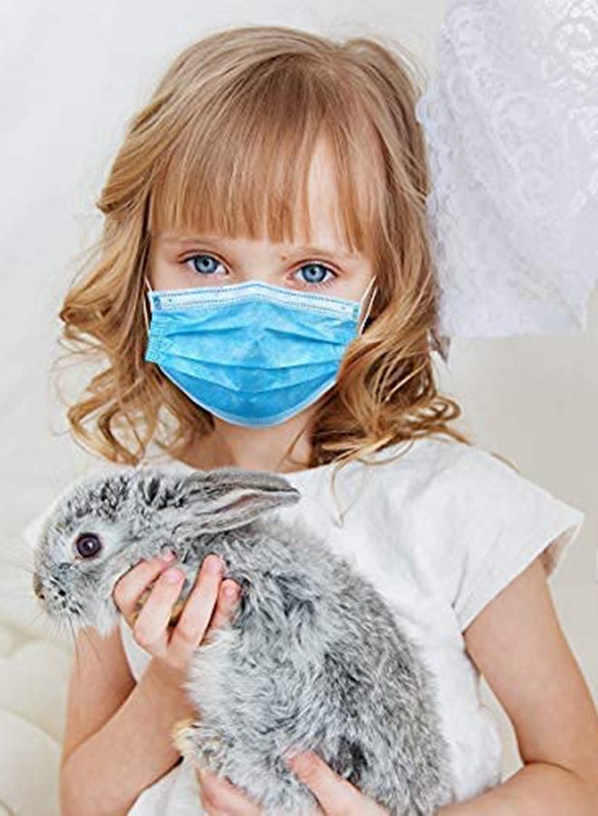 Wecolor 100 Pcs Disposable 3 Ply Earloop Face Masks Suitable For Home School Office And Outdoors Blue - Image 3