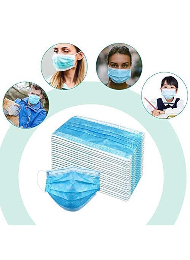 Wecolor 100 Pcs Disposable 3 Ply Earloop Face Masks Suitable For Home School Office And Outdoors Blue - Image 4