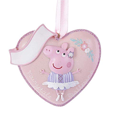 Kurt Adler Fairytale Ballerina Peppa Pig Heart Resin Ornament - Image 1