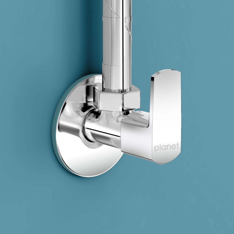Planet Single Lever Angle Cock for BathroomValve for BathroomStop CockSingle Way Cock with Teflon TapGeyser Tap Pack of 1 SagaChrome - Image 1