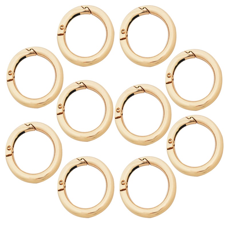 Bytiyar Bytiyar 10 pcs 34 inch19mm Inside Diameter Round Carabiner Clip Snap Hooks Zinc Alloy Spring O Rings Buckles DIY Accessory Light Gold