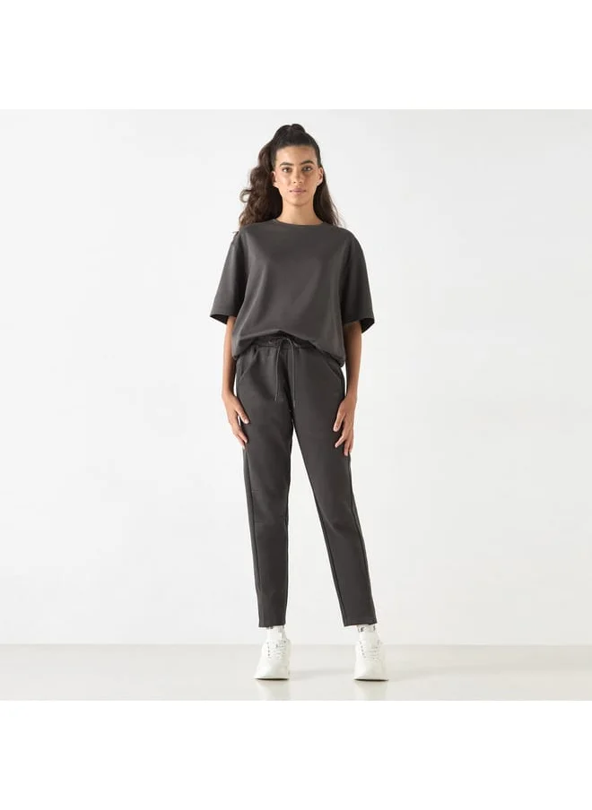 Kappa Kappa Solid Track Pants with Drawstring Closure and Pockets