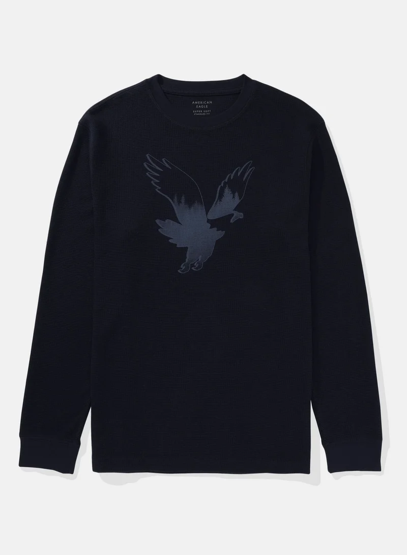 American Eagle AE Long-Sleeve Logo Graphic Thermal T-Shirt