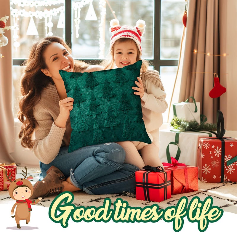 Brightown Christmas Tree 18x18 Throw Pillow Covers Set of 2  Soft Fluffy Pillowcases for Home Decorative Boho Pillow Covers for Couch Bedroom Green-Tree  18""x18"" - Image 2