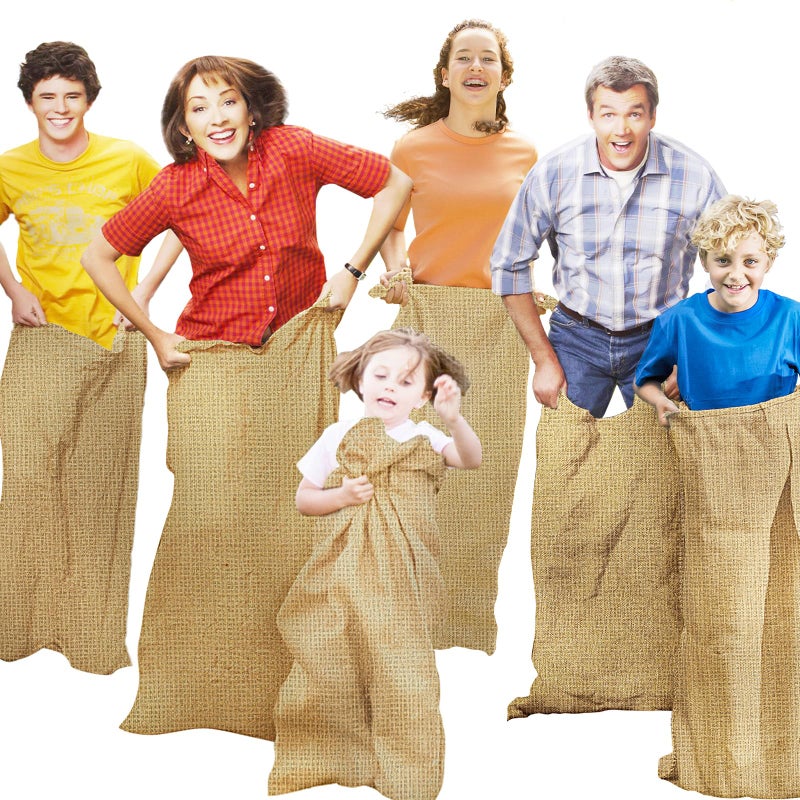 CWLAKON 6 Pack Large Burlap Potato Sack Race Bags for Kids Adults Field Day Family Reunion 4th of July Easter Halloween Game Outdoor Camping Picnic Birthday Party Outside Yard Lawn Carnival Games - Image 2