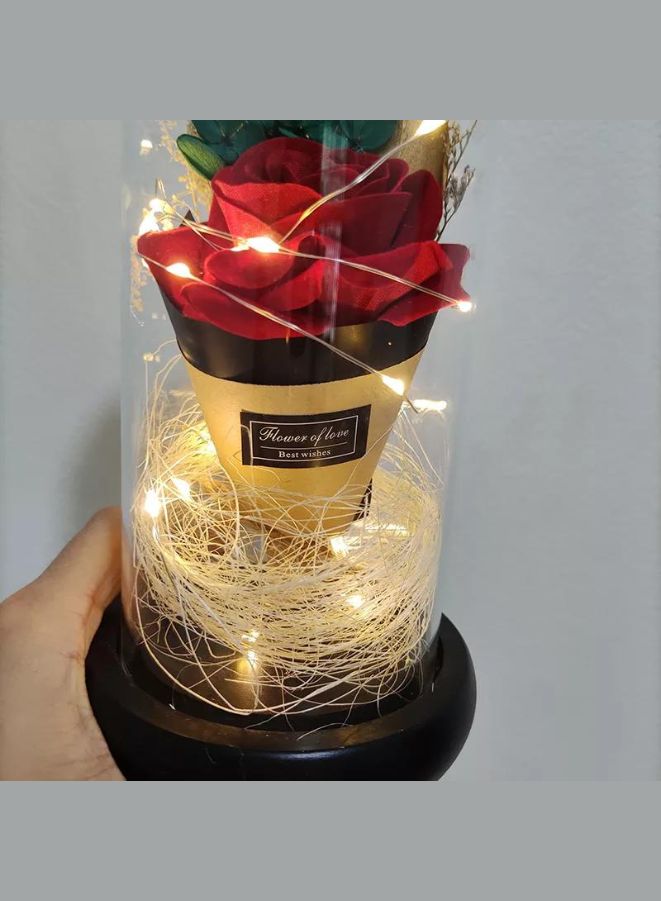 LED Light Dried Flowers In Glass Dome Artificial Dried Flower Bouquet Gift For Birthday/Wedding Gift - Image 3